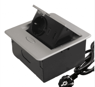 SETE Блок встраиваемый настольный (горизонтальный) 1 гнездо, 1*USB,1 type C серый с кабелем SALE