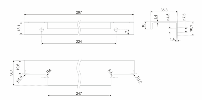 BRD RT109W.1 ручка торцевая 300 мм RAY белый SALE