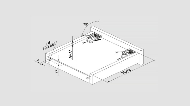 BRD DB8882/Zn направляющие скрытого монтажа B-slide 450, неполн. выдв. (надвижной) (снято)